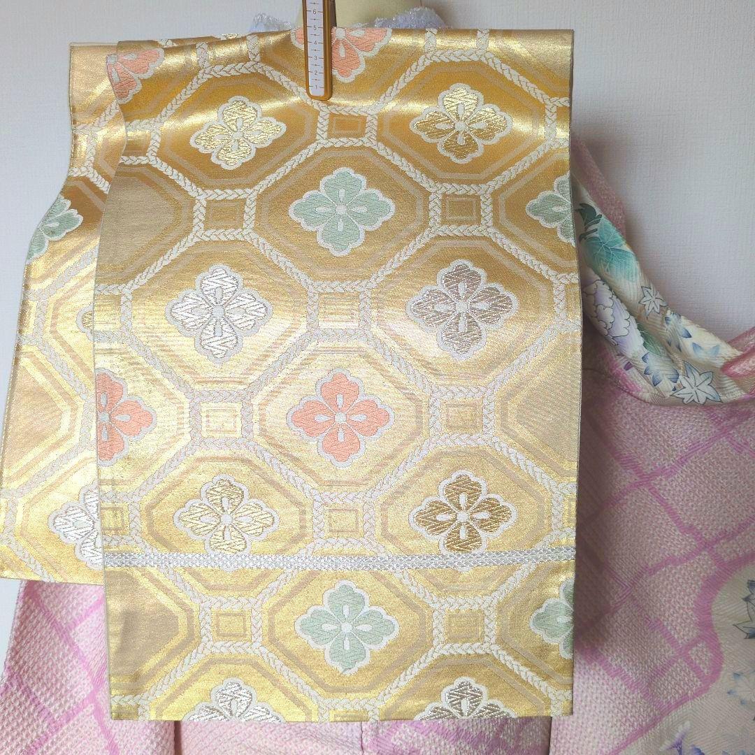 振袖セット　花車文　正絹　友禅　金駒刺繍　入子菱地紋　金彩加工　高級手絞り 17