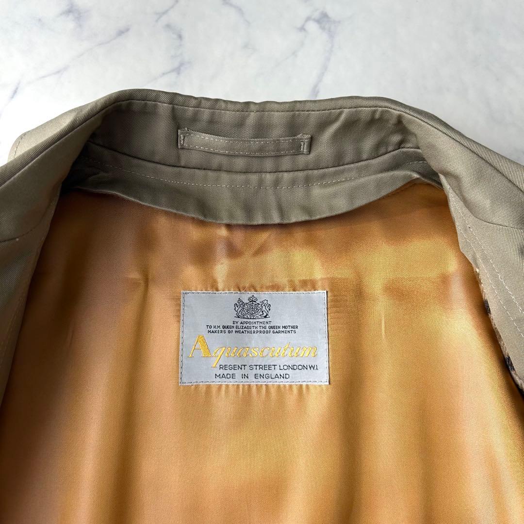 希少✨　アクアスキュータム　ステンカラーコート　英国製　ライナー付き　アクア5