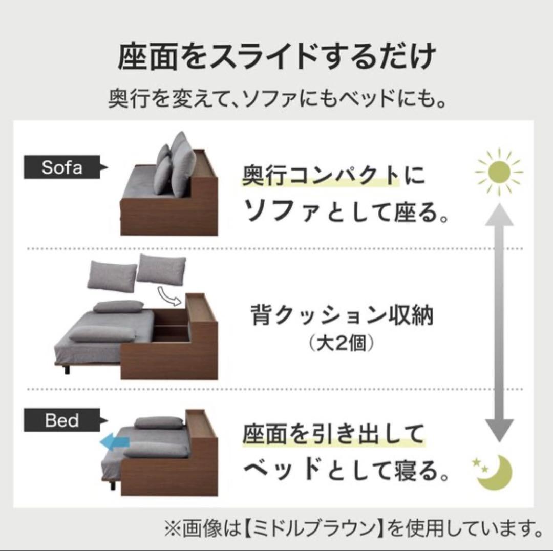ソファーベッド　3way ニトリ　グレー×ウォルナット