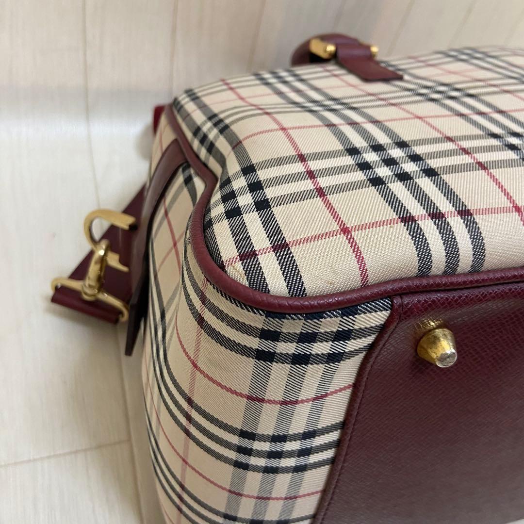 【鑑定済み】BURBERRY バーバリー ボストンバッグ ノバチェック 大容量