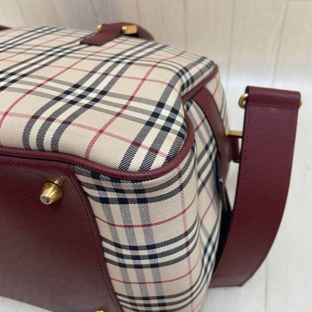 【鑑定済み】BURBERRY バーバリー ボストンバッグ ノバチェック 大容量