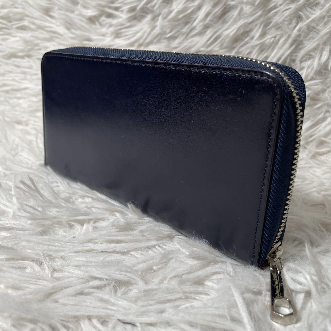 未使用　CYPRIS ラウンドファスナー　長財布　レザー　濃紺　ヌメ革