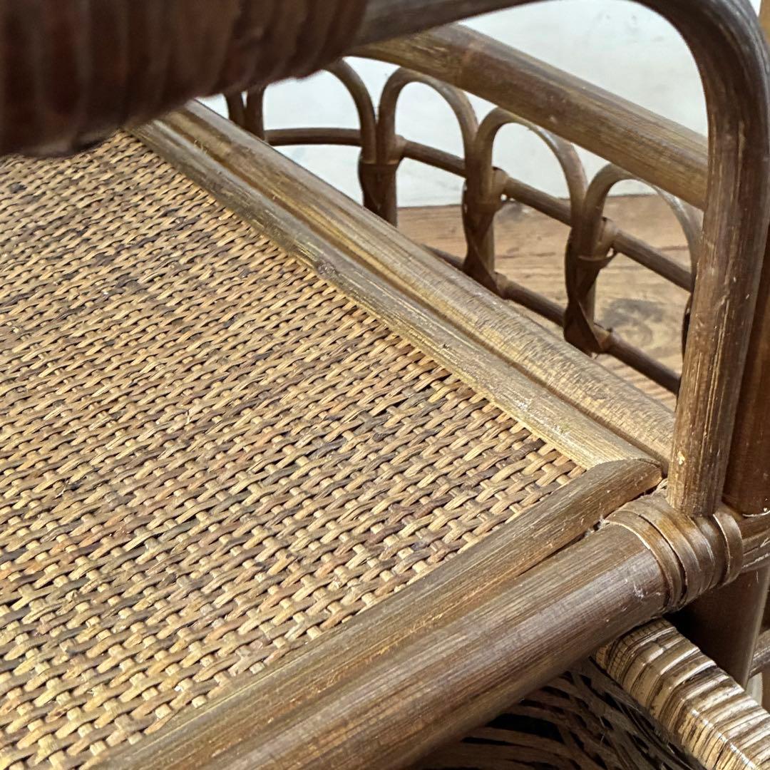 ヴィンテージ ラタン ガラステーブル レトロ