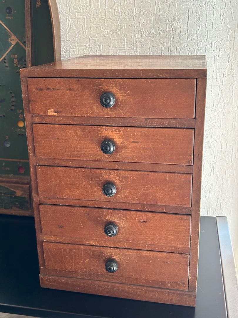 古道具　5杯抽斗　小引き出し　ヴィンテージ　アンティーク　ドロアー　昭和レトロ