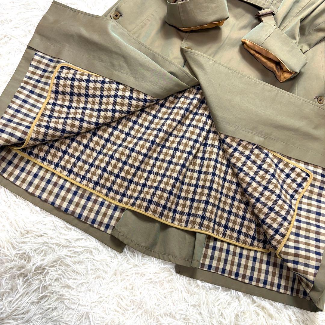 【英国製】アクアスキュータム トレンチコート ギャバジン 玉虫色 ライナー付き