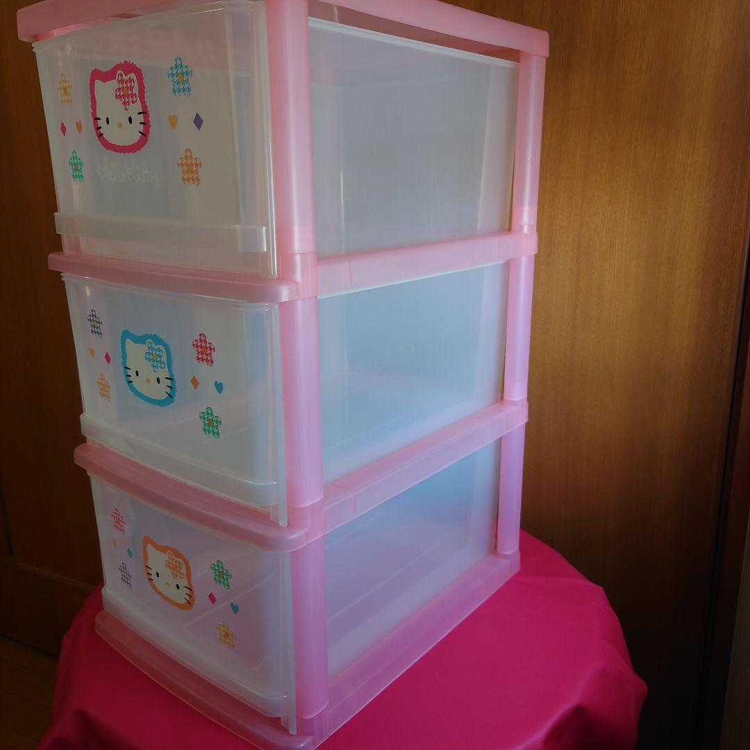 サンリオ 1998年のハローキティ 3段チェストボックス ピンク レア品！美品！