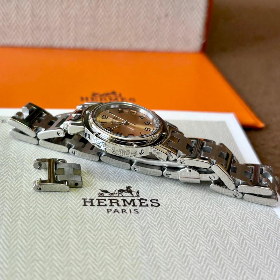 【HERMES】✨極美品✨ クリッパー レディース 腕時計 ピンクゴールド文字盤