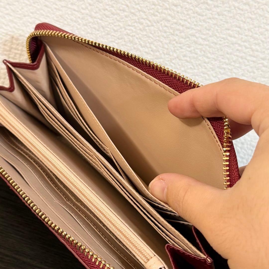 未使用品 カイマンクロコダイル一枚革 長財布 ロングウォレット メンズ レッド