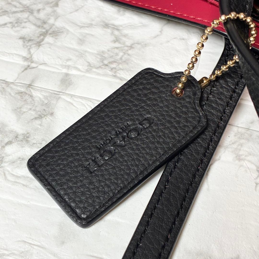 美品　コーチ 大容量 トートバッグ 本革 レザー 黒 ターンロック　マーケット