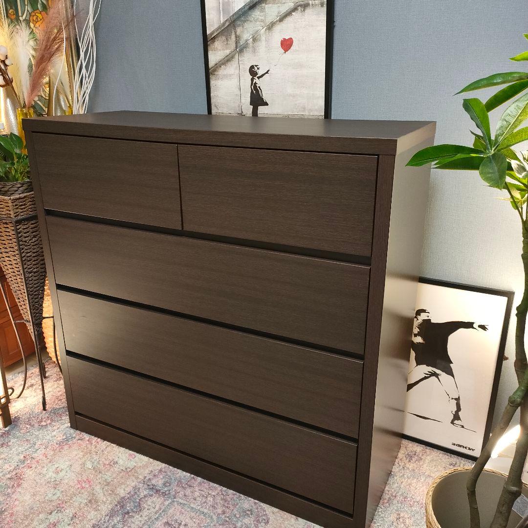 【廃盤モデル】ニトリ ミドルチェスト キューブ100-4 DBR ダークブラウン