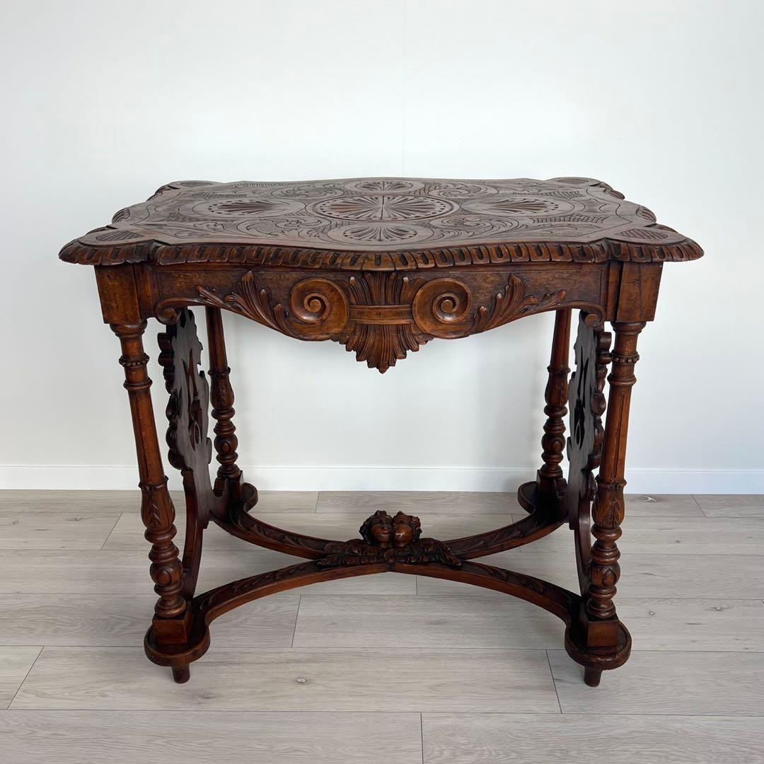 デスク　テーブル　英国　ヨーロッパアンティーク家具　フランス　木製　エンジェル