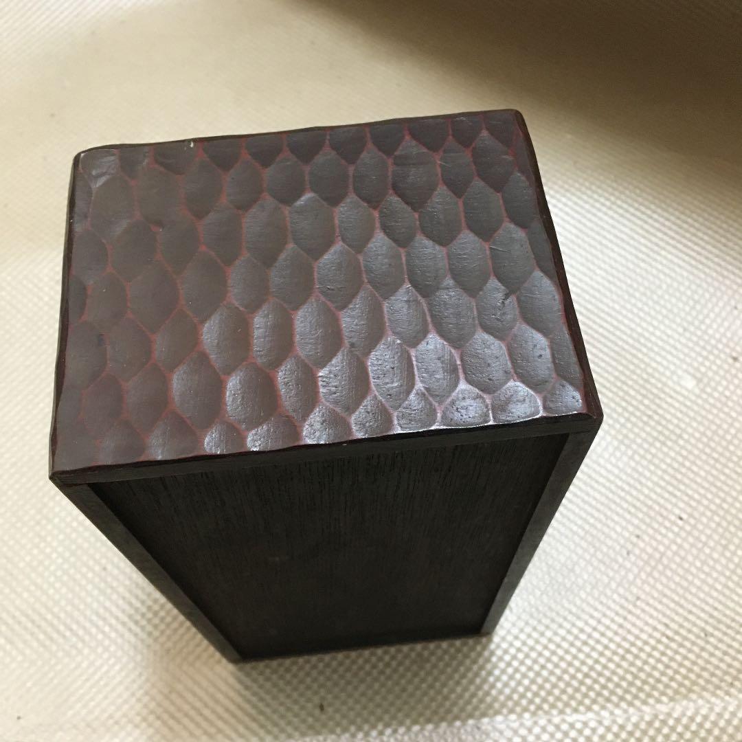 0878 牡丹 ティッシュボックス 木製　鎌倉彫 調