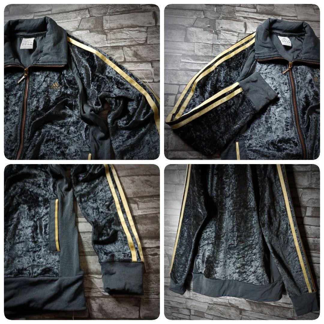 00ｓ☆アディダスベロアジャージ 刺繍ロゴ ハイネック ゴージャス 万国旗タグ