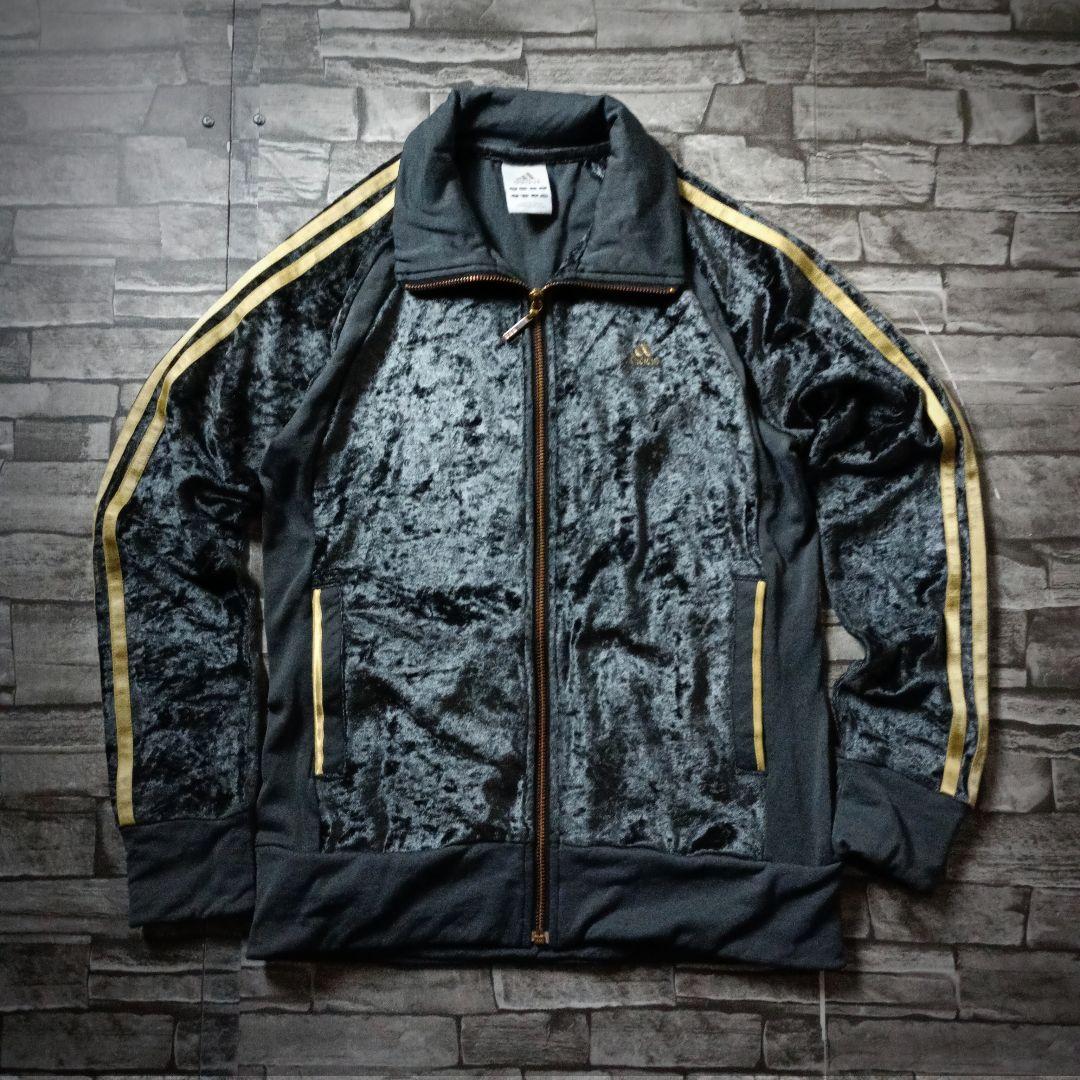 00ｓ☆アディダスベロアジャージ 刺繍ロゴ ハイネック ゴージャス 万国旗タグ