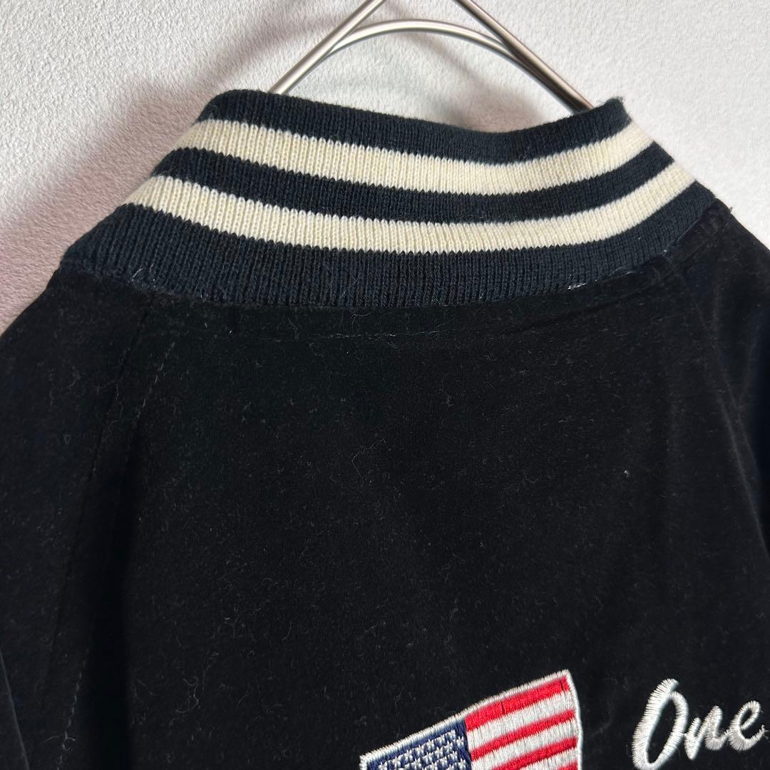 【別珍　リバーシブル】スカジャン　希少　ドラゴン　袖刺繍　アメリカ　ブラック　M