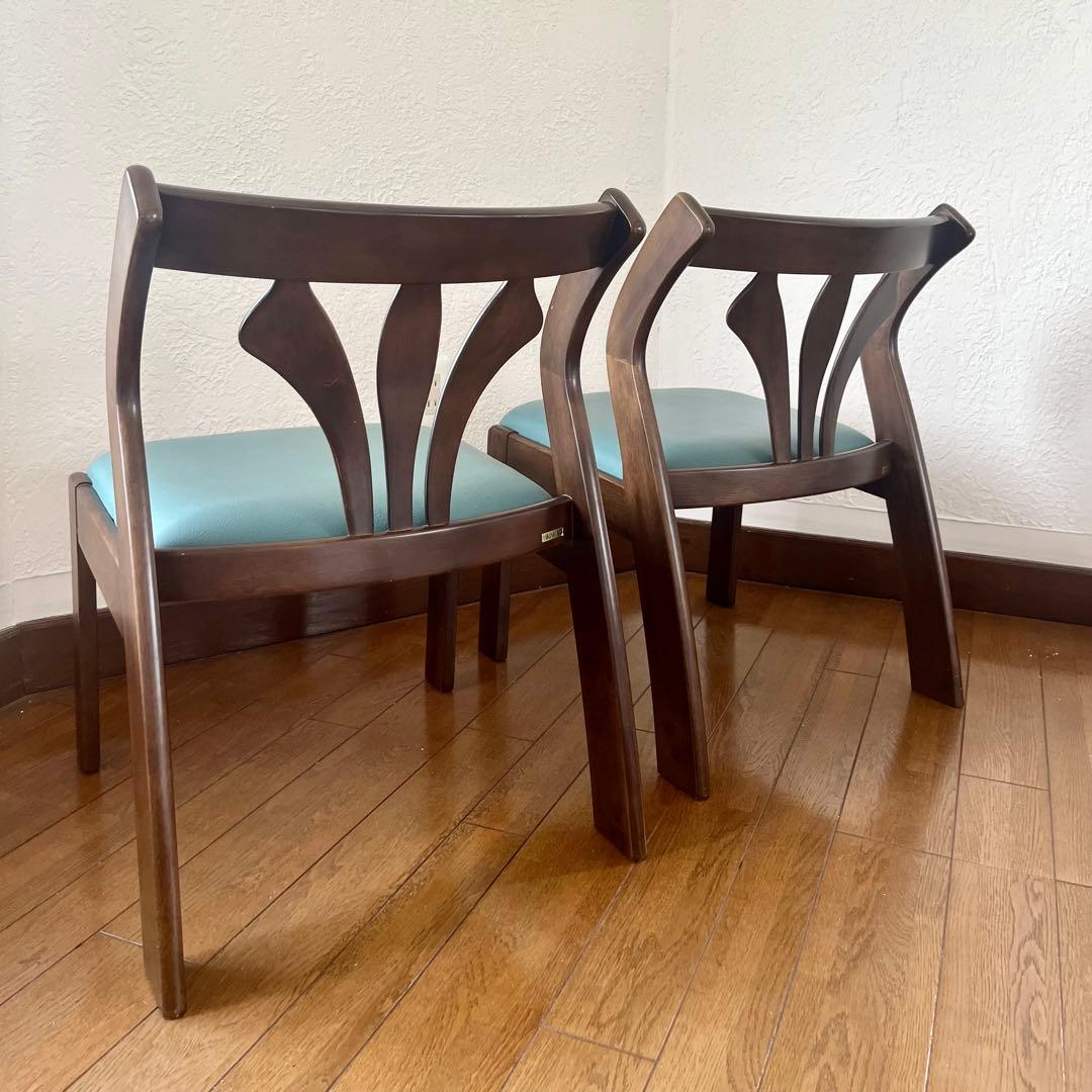 MIKIMOKU ミキモク　木製　ダイニングチェアB 座面レザー　2脚セット