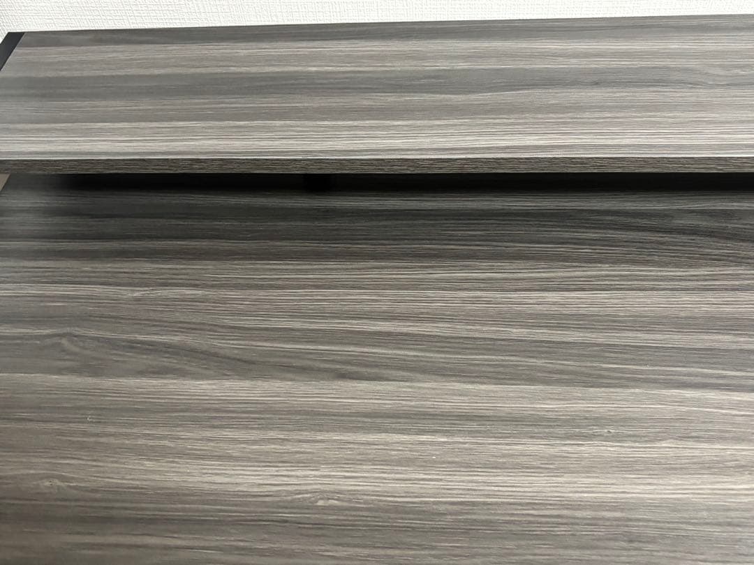 L字デスク 120cm幅 グレー　ディスプレイ棚　大容量棚付き