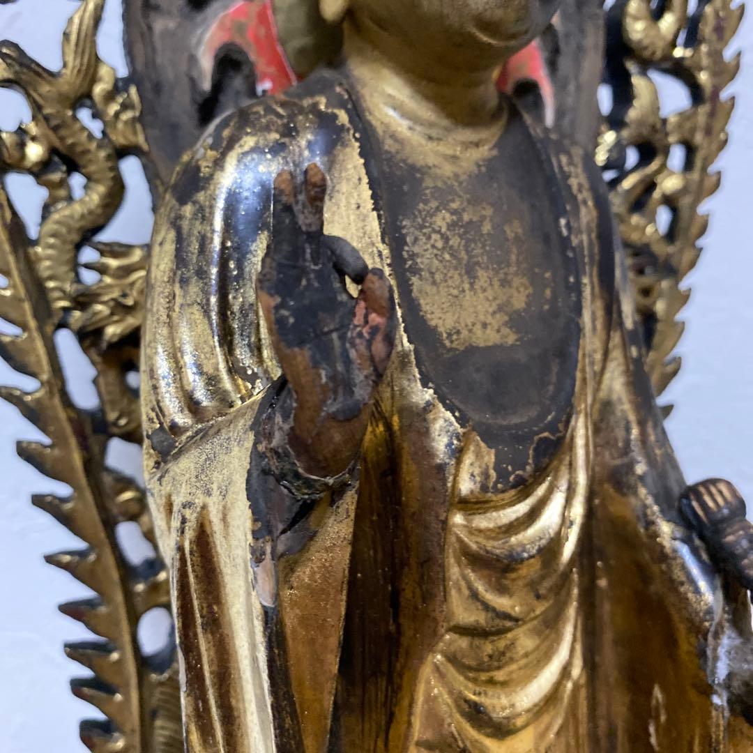 仏教美術 江戸時代 木彫 玉眼 如来像 仏像 高さ約61cm