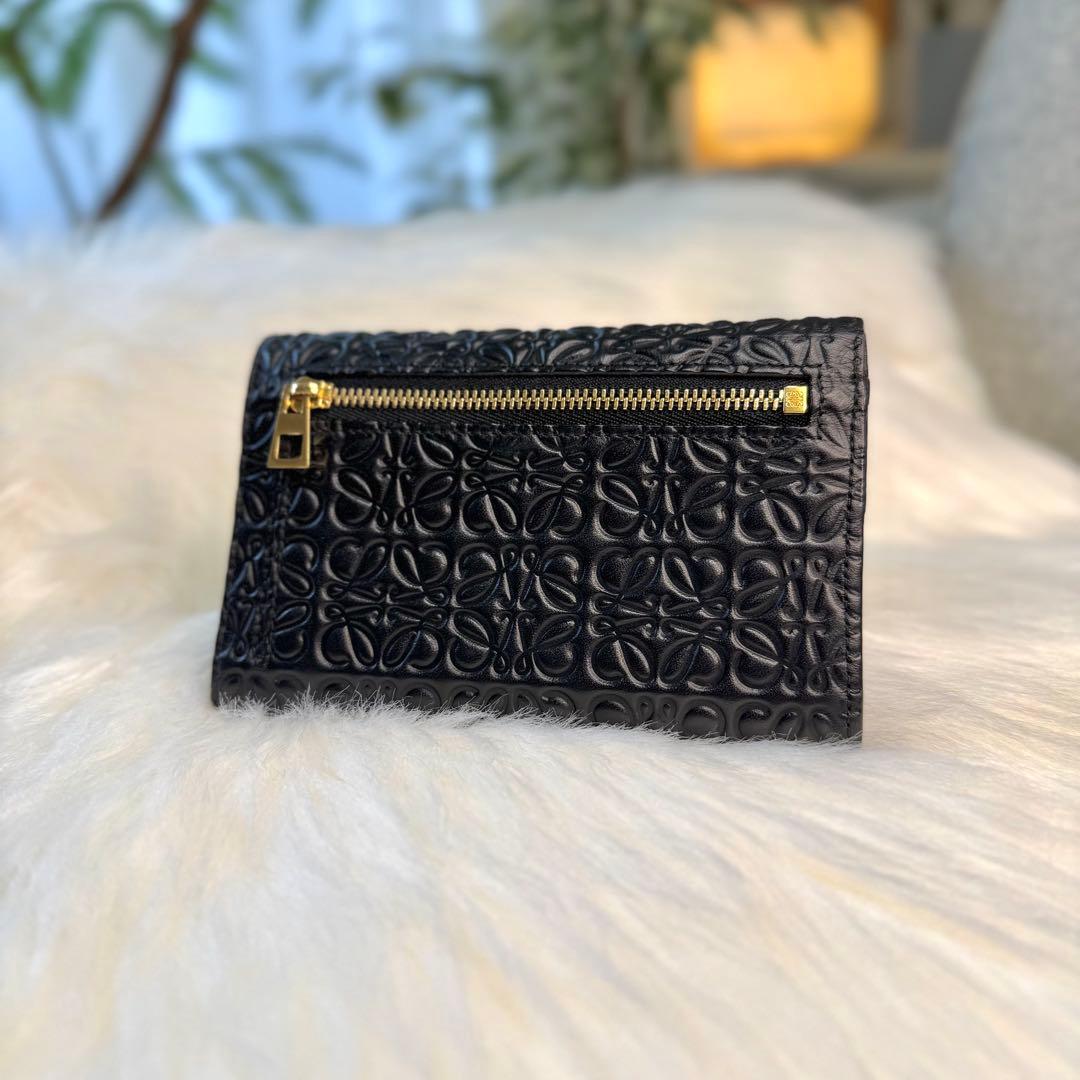 LOEWE ロエベ リピート アナグラム ミディアムウォレット ブラック
