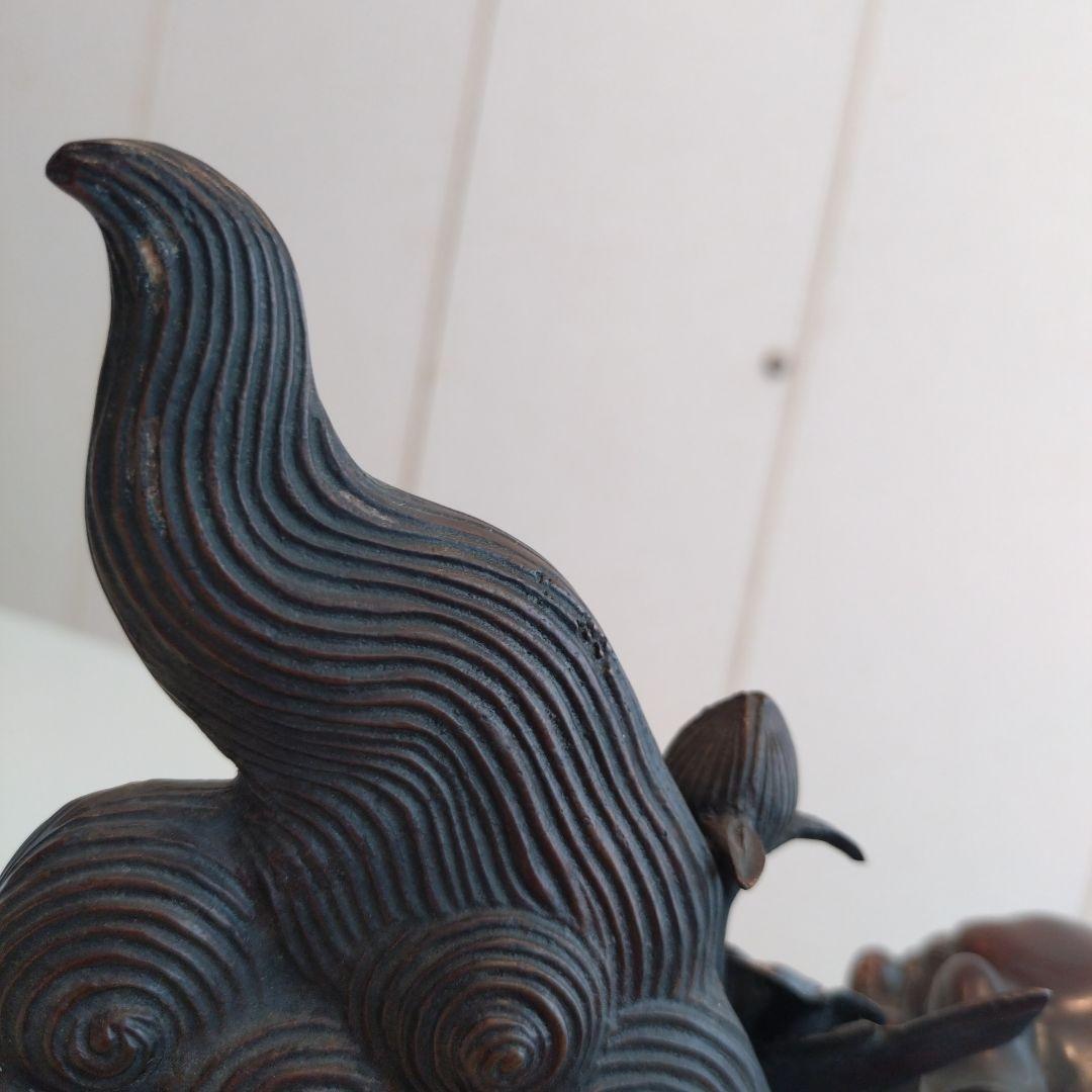 唐銅 金工家 照雲 唐獅子牡丹 銅置物 銅製