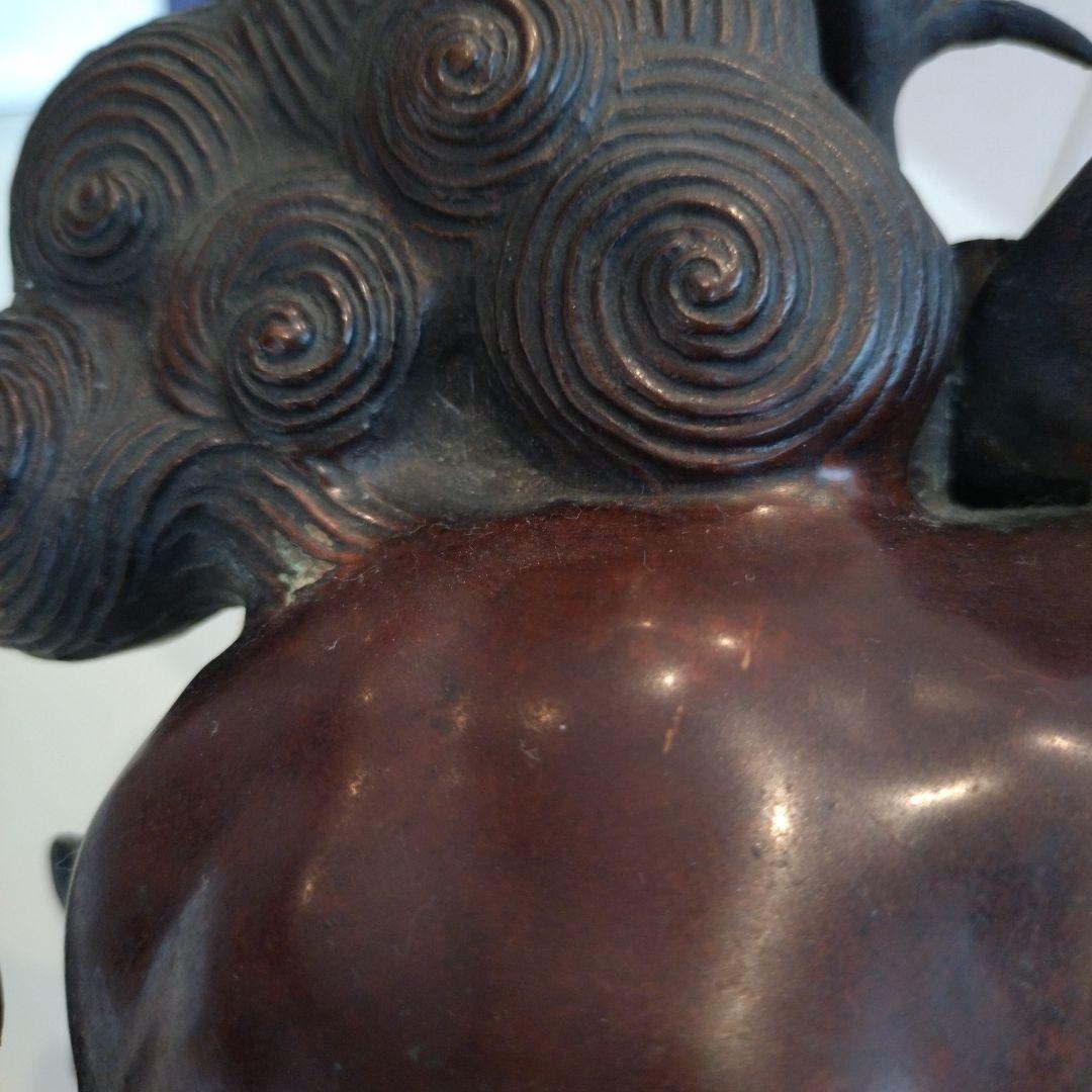 唐銅 金工家 照雲 唐獅子牡丹 銅置物 銅製