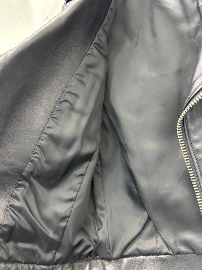 offwhiteブラックレザーライダースジャケット