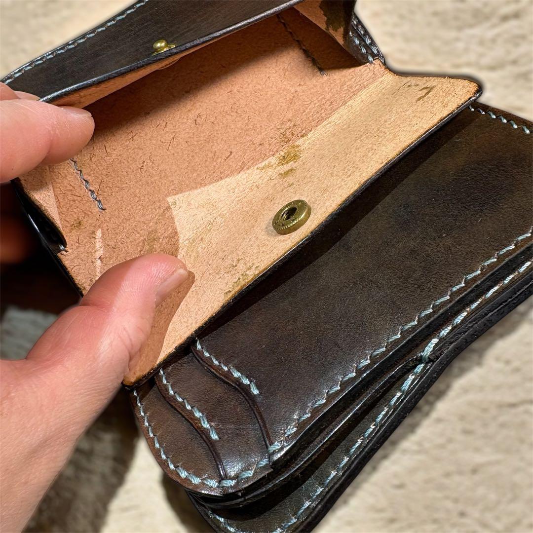 【姫路レザー・手縫い】ミドルウォレット　ショートウォレット　二つ折り財布　革財布