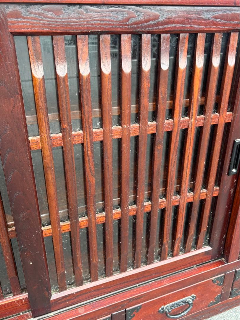 赤*こ様 木製　棚　和風　レトロ　アンティーク　キャビネット　茶棚　戸棚　民芸家