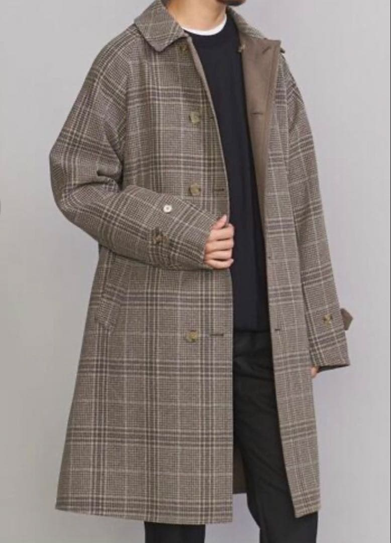 BEAUTY&YOUTHリバーシブルバルカラーステンカラーコート　茶チェックXL