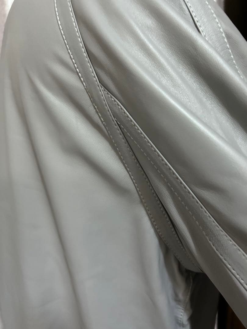 ✨美品JOSEPH HOMM フード付きレザージャケット グレーサイズ50羊革