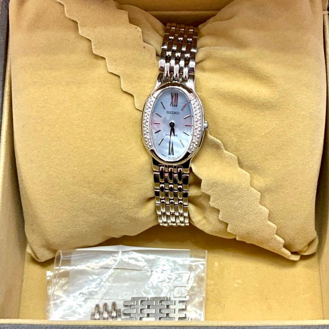 【ジャンク】SEIKO セイコー エクセリーヌ シェル文字盤 1F20-0BG0