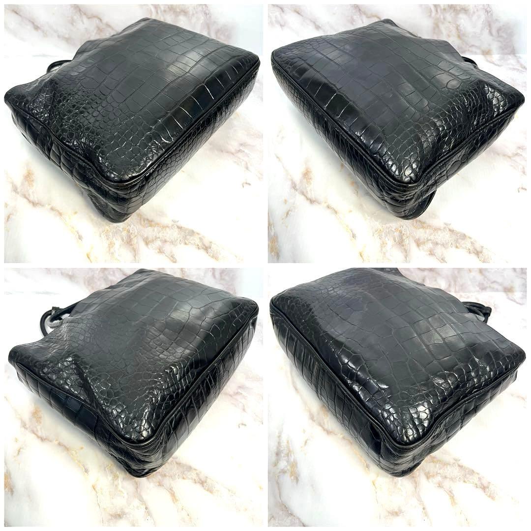 FURLA クロコダイル型押し フルラ トートバッグ ブラック A4 男女兼用