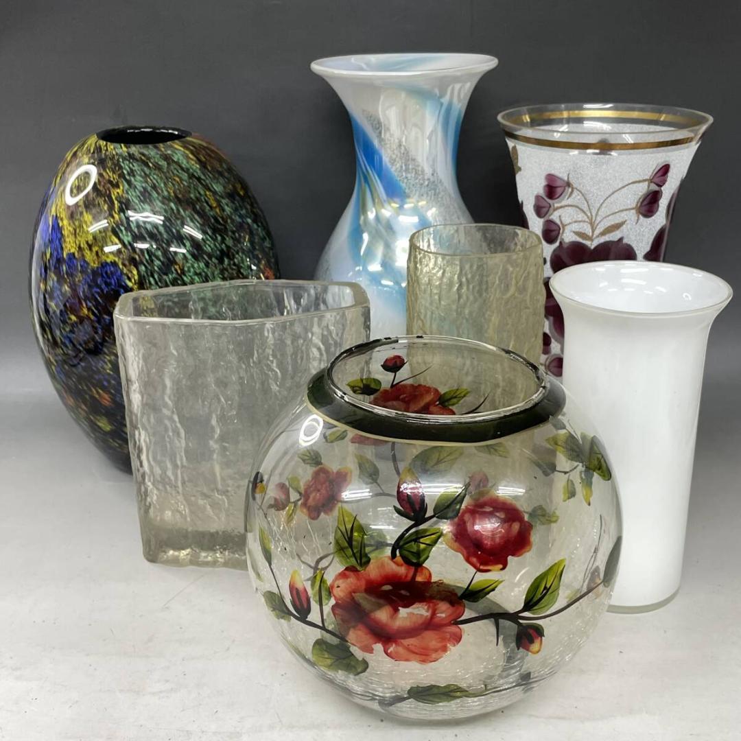 ガラス 花瓶 まとめて 8点 フラワーベース 硝子 クリスタル