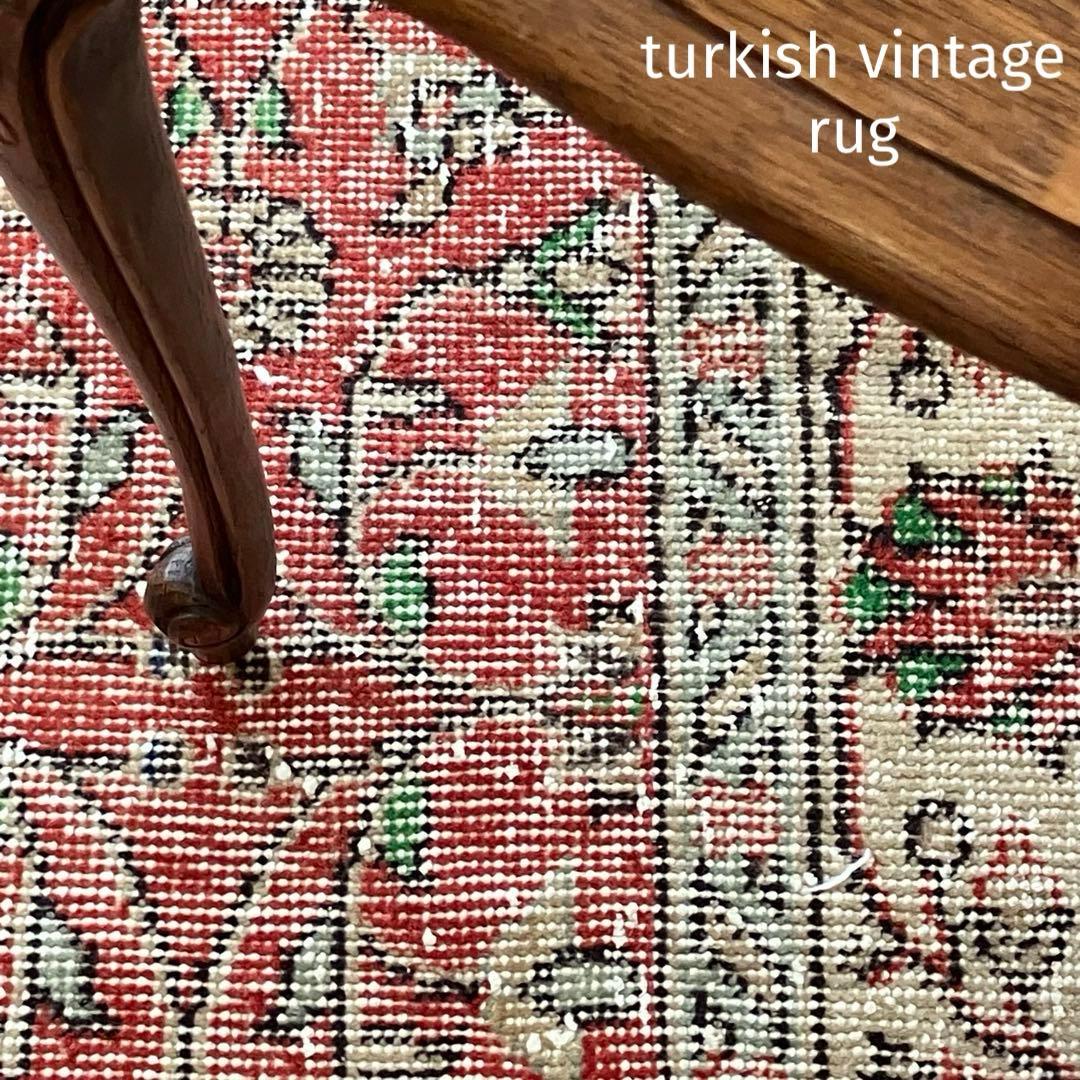 レア4m✳︎超超ロング　シャビーレッド　フローラルグリーン　トルコヴィンテージラグ