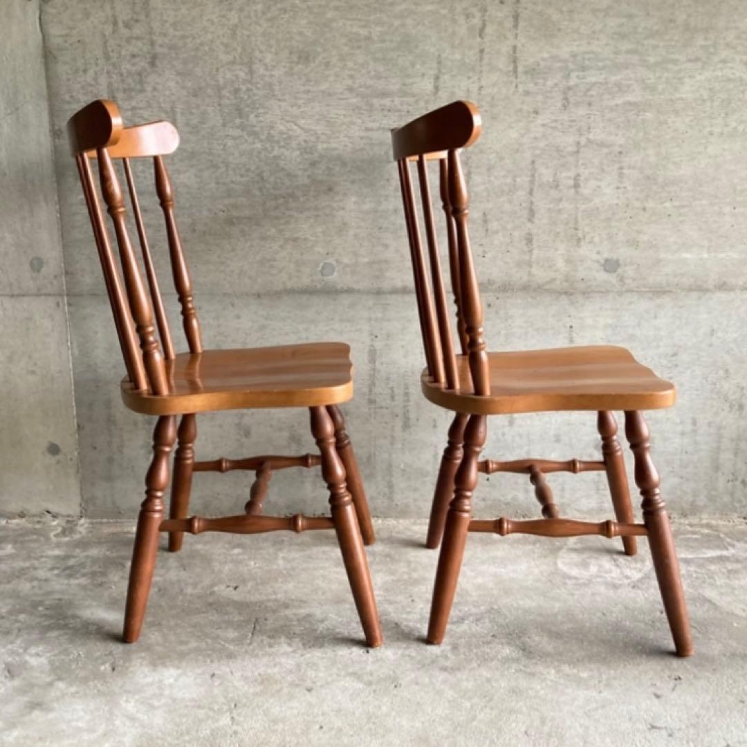 IKEDA 池田木工 チェア 椅子 ダイニング 2脚 木製 家具 レトロ