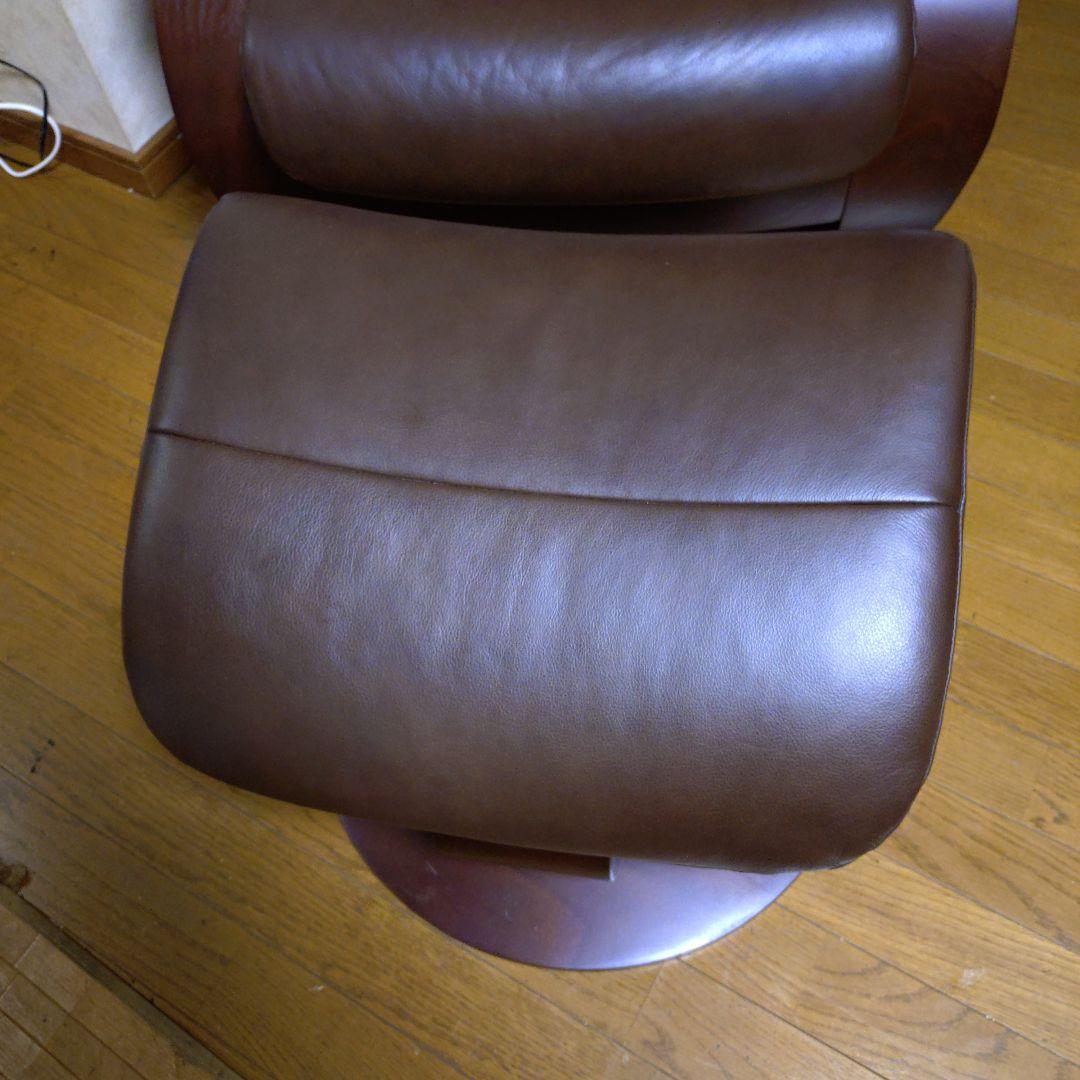 シモンズ　オットマンのみ　ブラウン スイーベルチェア レザー調
