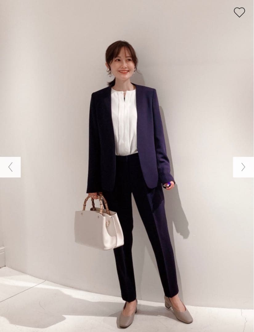 極美品✨ PLST トリアセブランド ノーカラー セットアップ 紺 S 2023