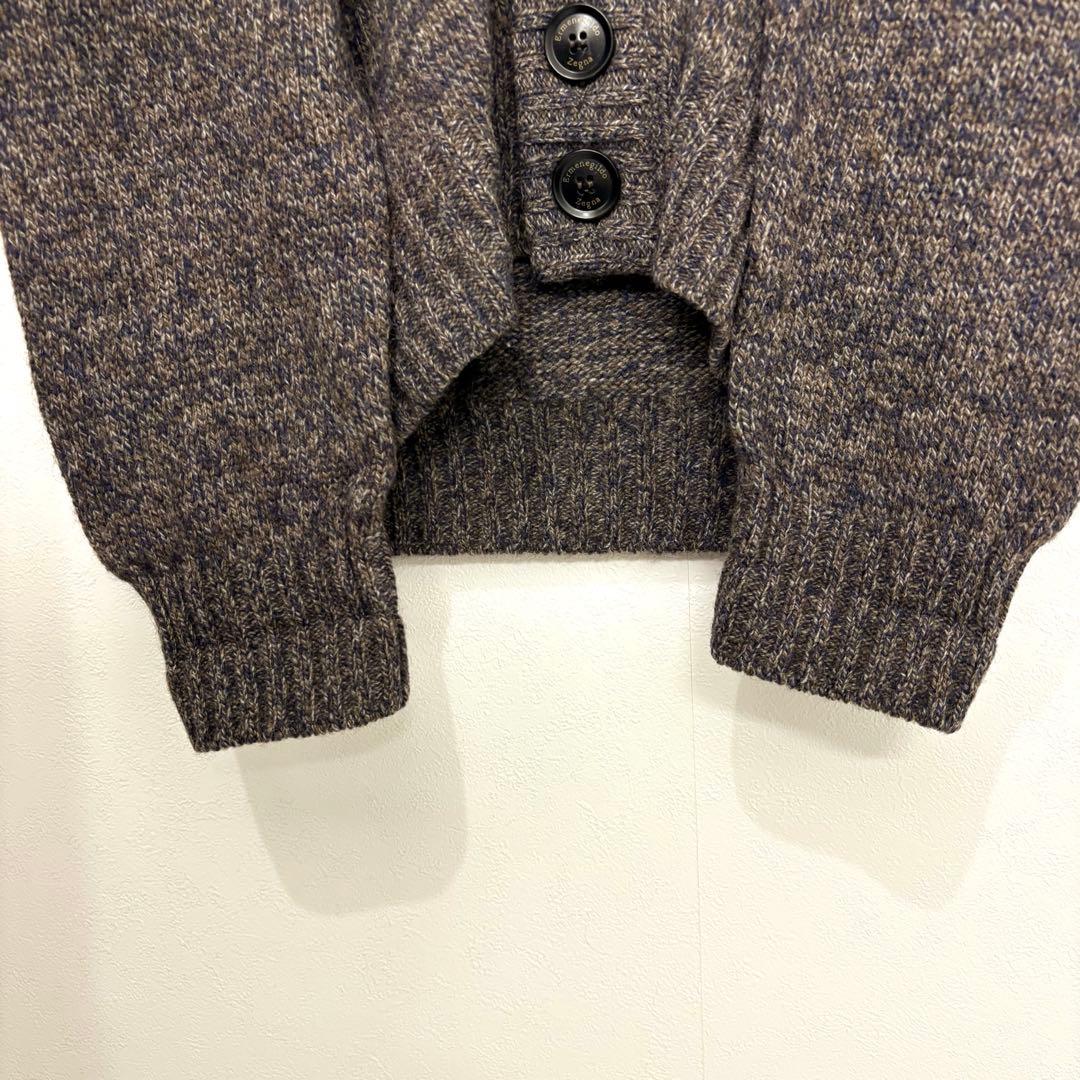 エルメネジルドゼニア　カーディガン　ショールカラー　ウール　ヤク　ブラウン　XS