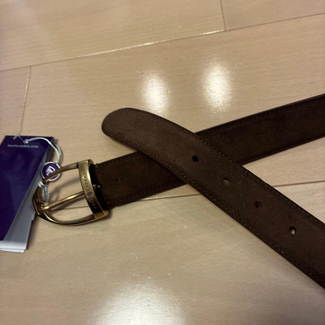 ラルフローレン パープルレーベル新品ブラウンレザーベルトかゴールドカラー金具