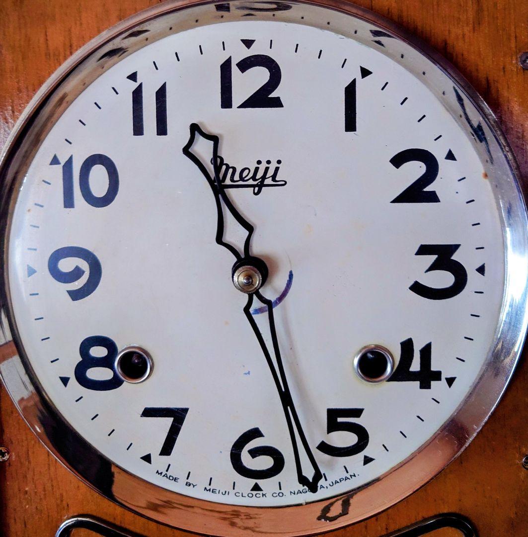 〈完動・美品〉明治時計　チンチャン打　宮型ゼンマイ振り子掛け時計　ボンボン時計