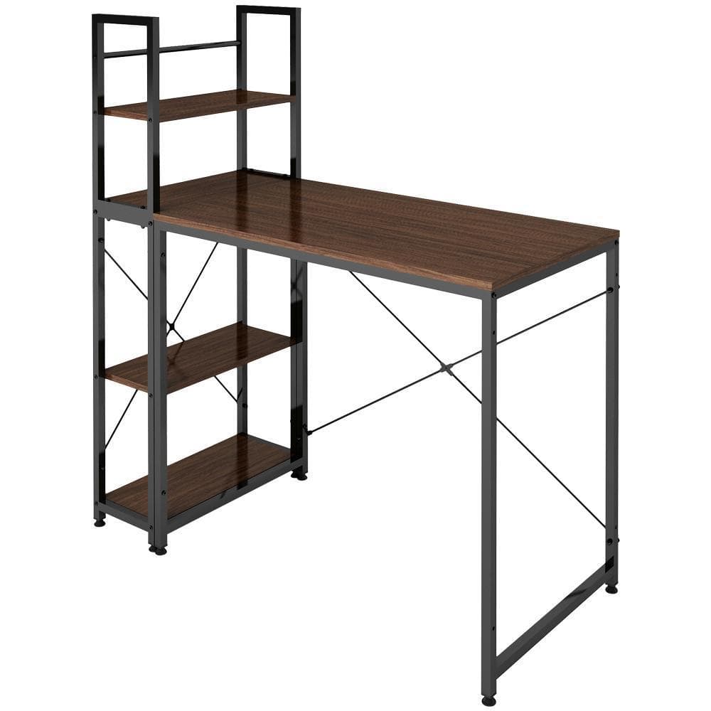 パソコンデスク 左右入替可 収納 両用デスク ハイタイプ ブラウン