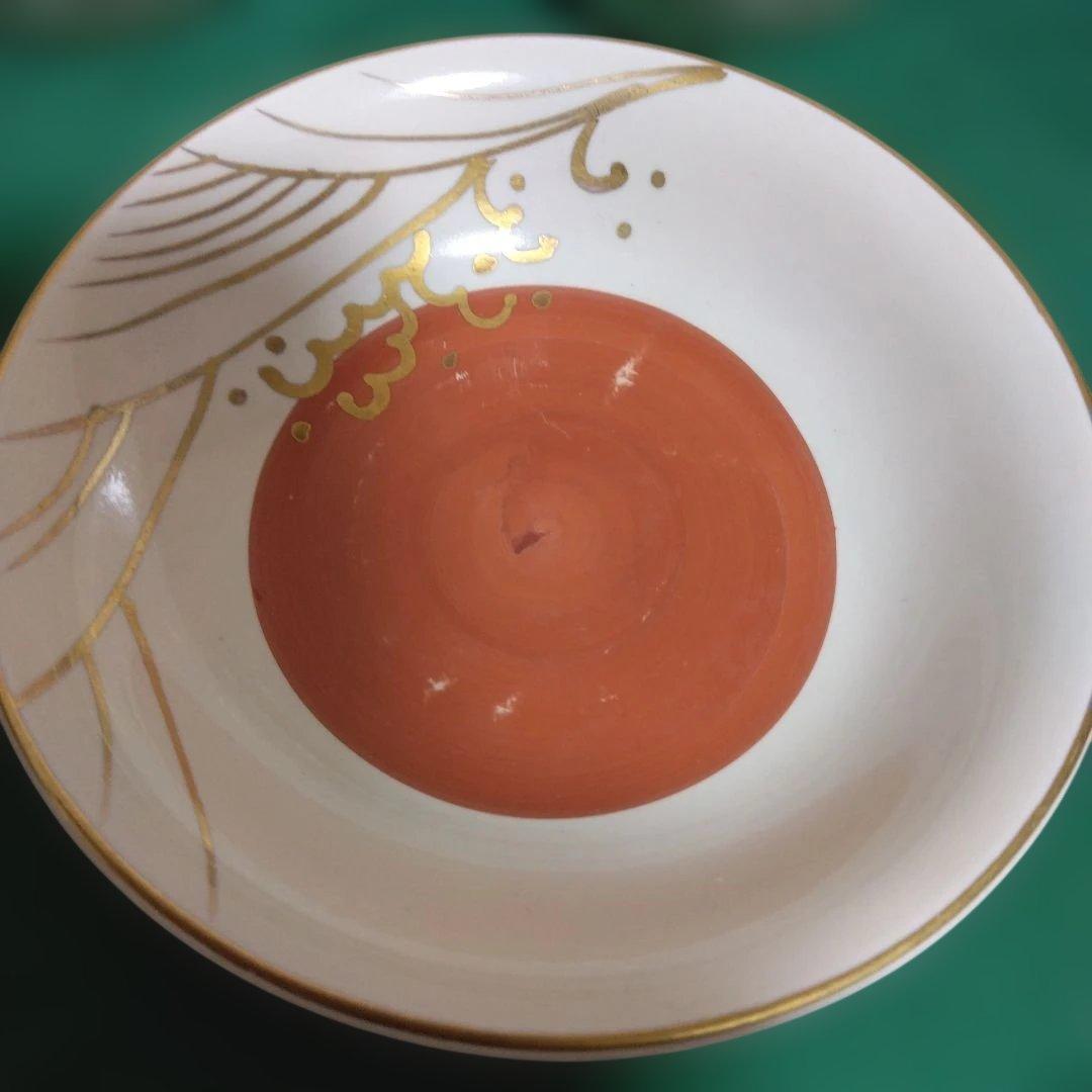 レトロ白地に手描き金色模様の注ぎ口付葛餡器 15個セット〔5個セットから可能］