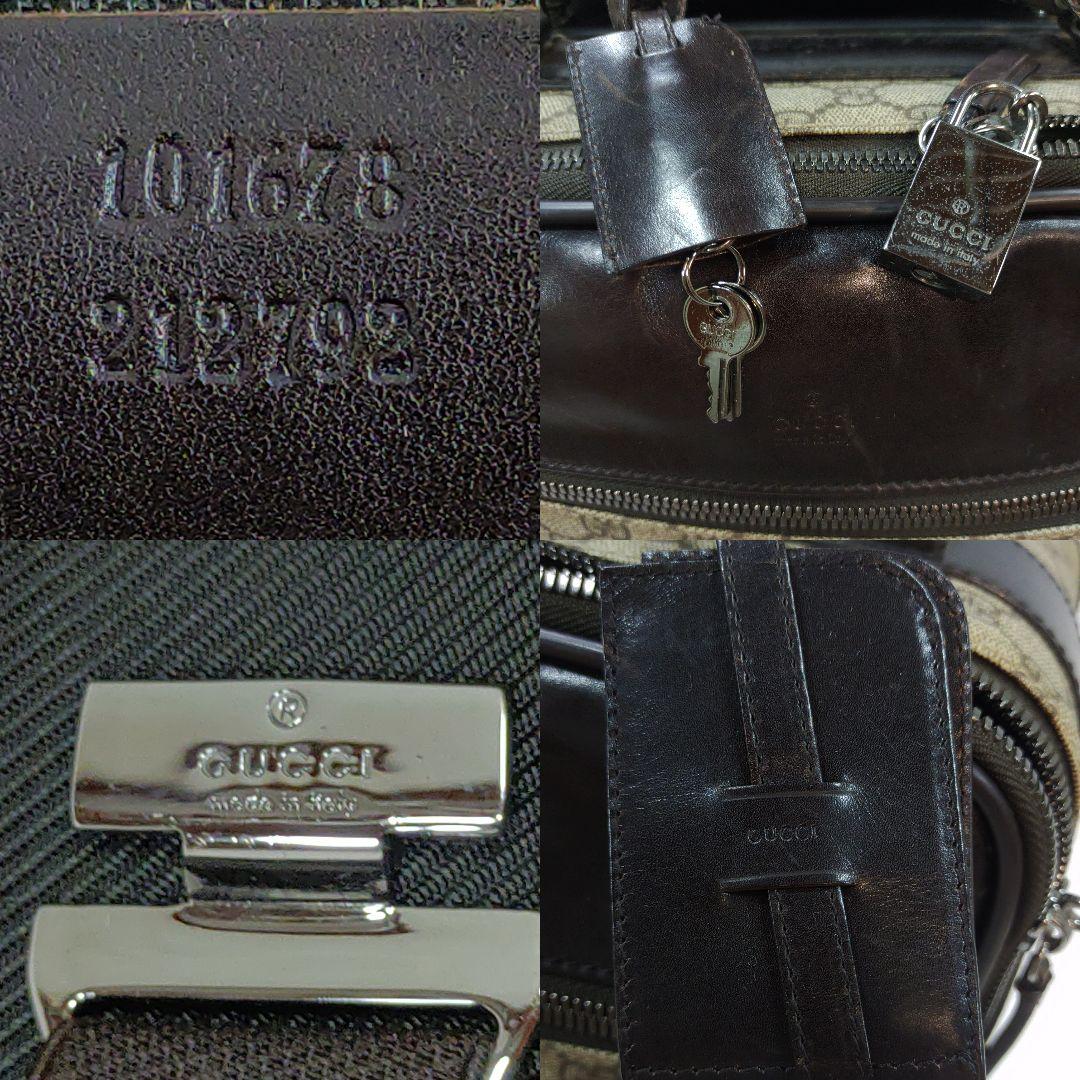 グッチ キャリーケース 旅行鞄 レザー×PVC 大容量 GG柄 ブラウン