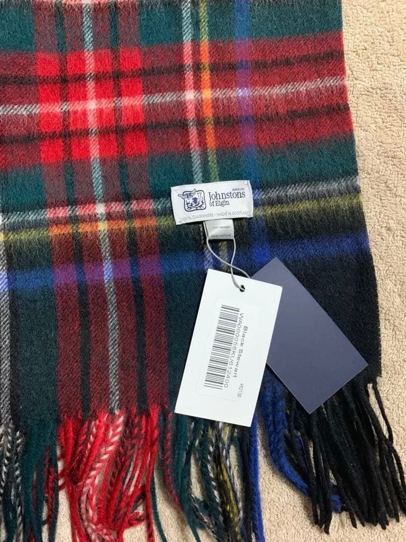 m*i様 美品 ジョンストンズ カシミヤ大判ストール ブラックスチュアート