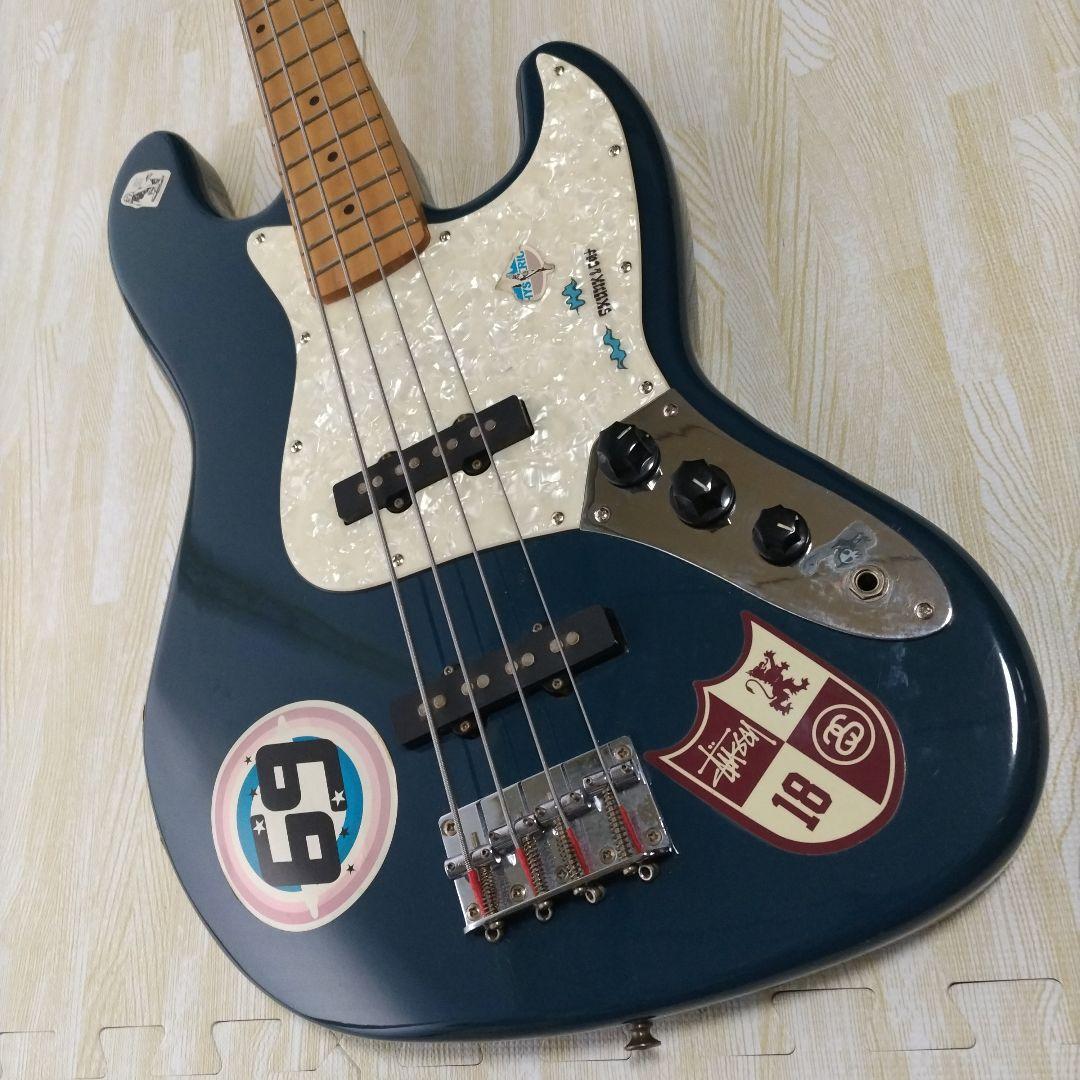 ダークブルー ジャズベーススタイルエレキベース