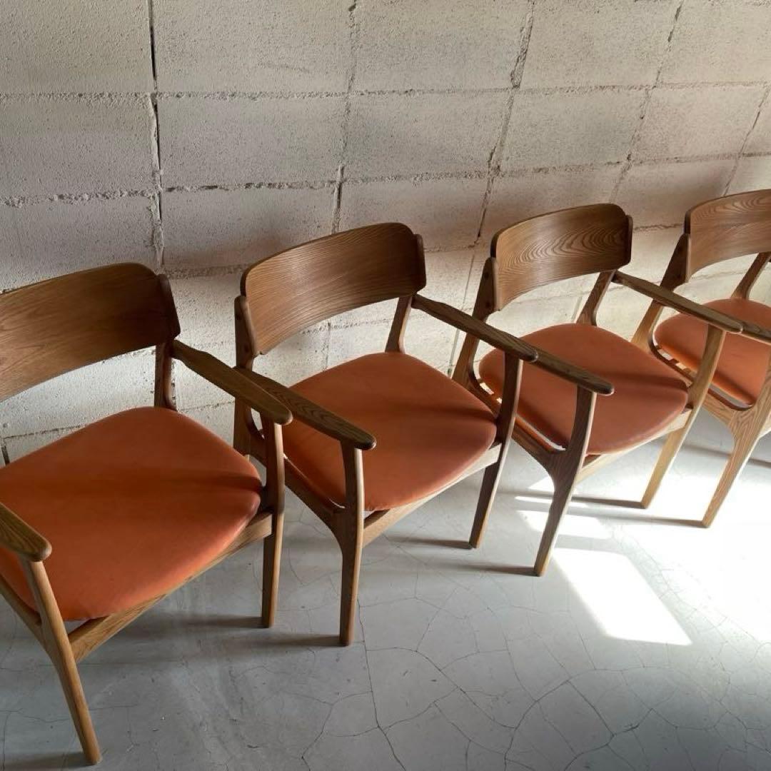 MOMO NATURAL ダイニングチェア　本革　アルダー材無垢　2点セット