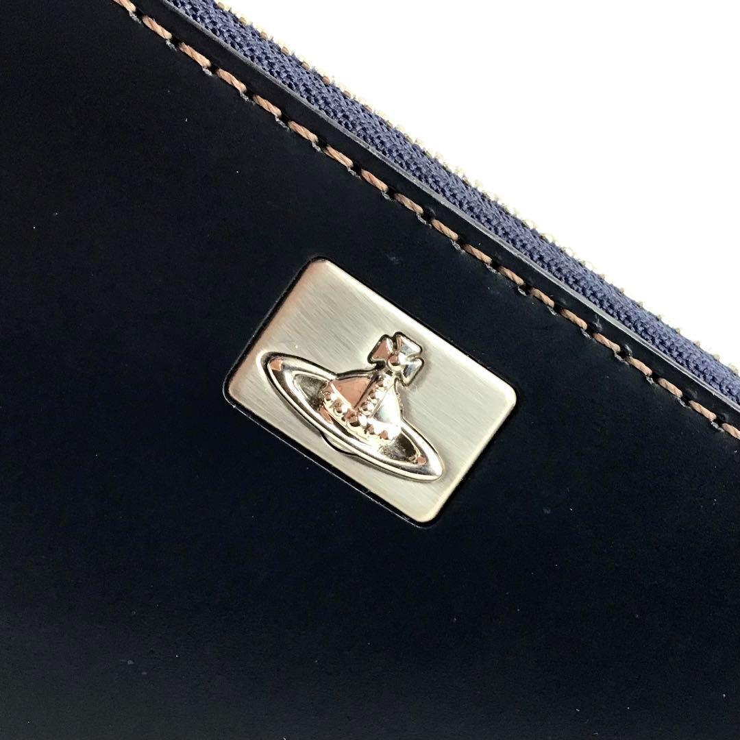 【新品】ヴィヴィアン✨カラーステッチ ラウンドファスナー 長財布 ネイビー