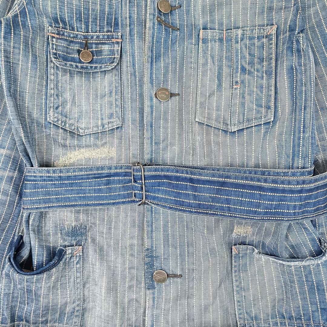 RRL USA製 ウォバッシュワークトレンチコート デニム ストライプ O07