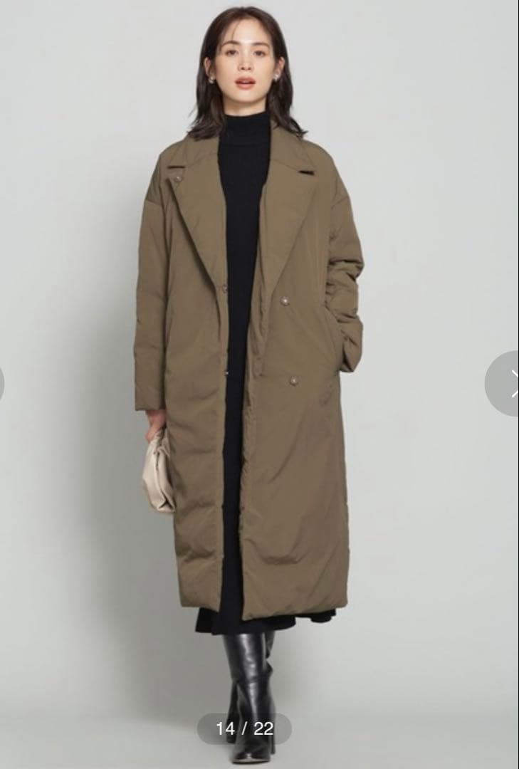 オリーブ色 ロングダウンジャケット