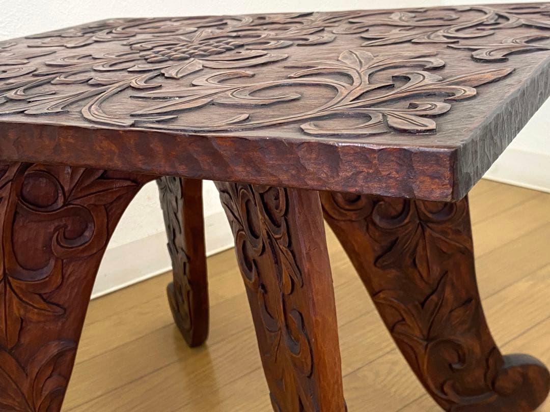 アンティーク レトロ 彫刻 ローテーブル サイドテーブル 飾り台 多目的 在名